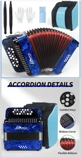 22 Key 8 Bass Accordion, Acordeones Para Adultos, Stable Pitch Hand