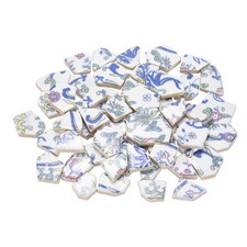 Irregular Ceramic Mosaic Tiles 300g/0.7lb Broken Tiles White Colorful