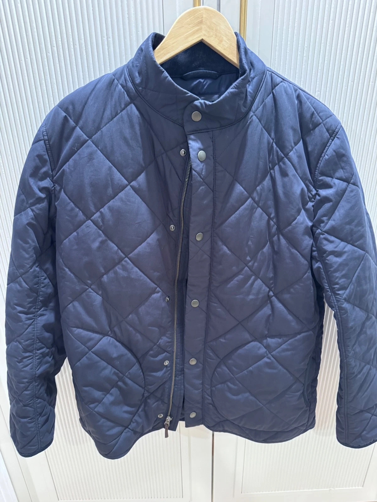 .Crew Mens Medium Sussex Quilted Jacket Insulated Blue Preppy Coat