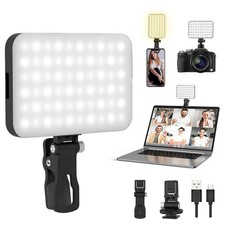 60 LED Video Light Rechargeable 5000mAh - 3 Modes, 10 Levels, Clip-on Design