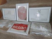 Set Of 4 Vintage Mirror Brewery Signs