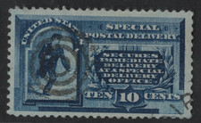 US 1885 SPECIAL DELIVERY SCOTT #E1 LIGHT CANCEL NEAT PERFS VF CENTERING