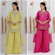 Pakistani   signer sharara palazzo suit kurti plazzo salwar kameez wedding eid