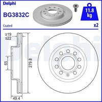 2X Delphi Bremsscheibe Bremsscheiben Satz Bremsen Vorne BG3832C