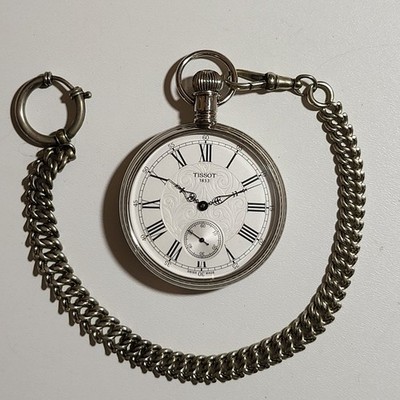 Taschenuhr Tissot mit Kette (silber) Swiss Made