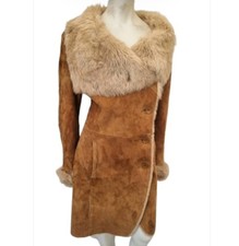 Real Sheepskin Shearling Lady's Coat Sz 12 14 