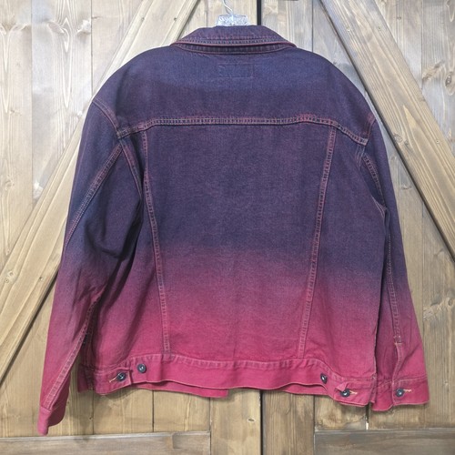 Crest Jeans Ombre Denim Giacca XXL Rosso Nero Sfumato Bottoni Streetwear - Foto 7 di 8