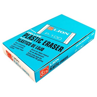 LION Translucent White Plastic Erasers, 24 EA/Box, 1 Box (P-100) Box of 24