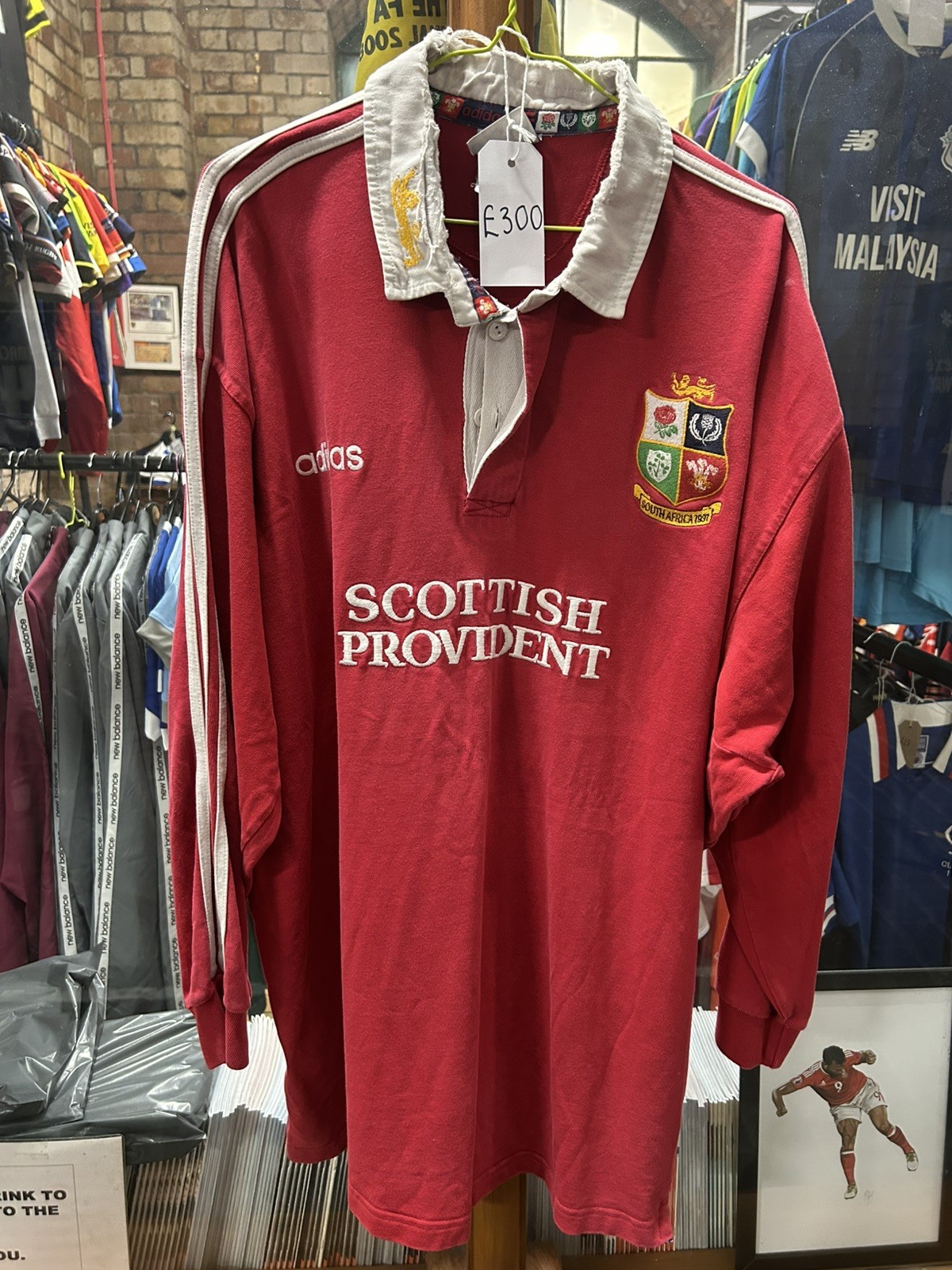 Camiseta de rugby para hombre British And Irish Lions 1997 pre gira manga larga más rara