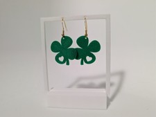 3D printed Shamrock 4 Leaf Clover Earrings Green Color St. Patrick's Day