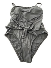 Jantzen Marlene Tie Waist One Piece Swimsuit Size 16 Black Resort Beachwear NEW