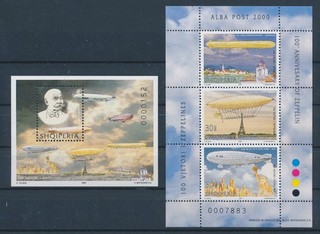LS99446 Albania zeppelin aeronautica aviazione fogli MNH