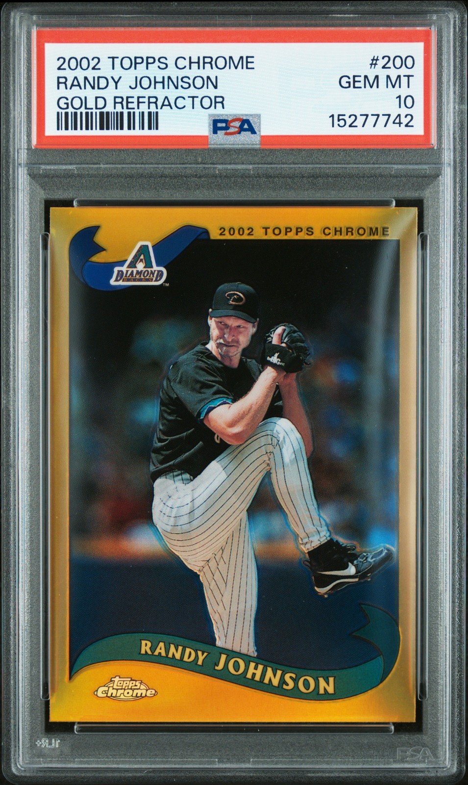 2002 TOPPS CHROME GOLD REFRACTOR #200 RANDY JOHNSON PSA 10