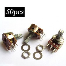 50pcs Linear Taper Rotary Dual Stereo Potentionmeter Pot Shaft 15mm 6Pin