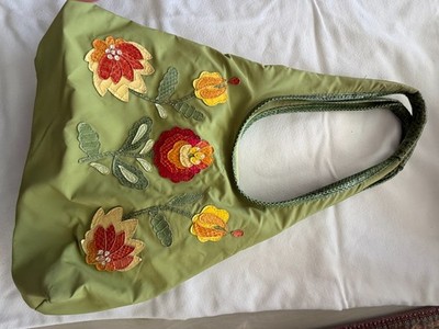 Beautiful Tosca Blu Green Floral Shoulder Bag With Floral Accents