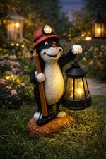 Maulwurf mit Laterne Gartenfigur Gartentier Tierfigur Deko Garten Gartenlicht
