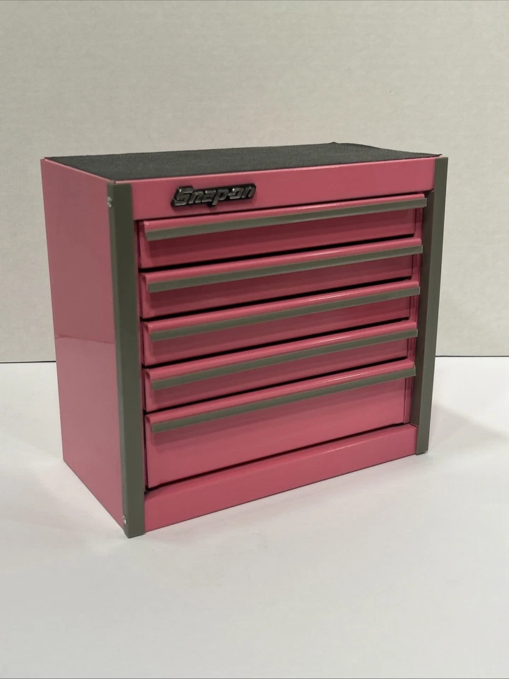 Caja de herramientas de almacenamiento de gabinete de 5 cajones mini metal rosa 7,75" a presión Foto 2 de 4