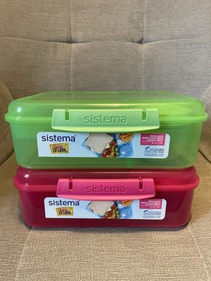 2x Sistema Bento Box TO GO | Brotdose mit Joghurt-/Obsttopf 1,65 l | BPA-frei