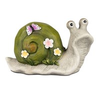 Dekofigur Schnecke Sommerzeit Mit Blumendekor L. 40Cm Grau GrüN Formano S26