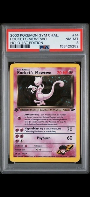 Pokemon TCG 2000 Gym Challenge Rocket's Mewtwo 14/132 Holo 1st Ed PSA 8