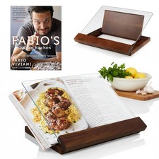 Acacia Wood Cookbook Stand with Tempered Glass Tablet Holder