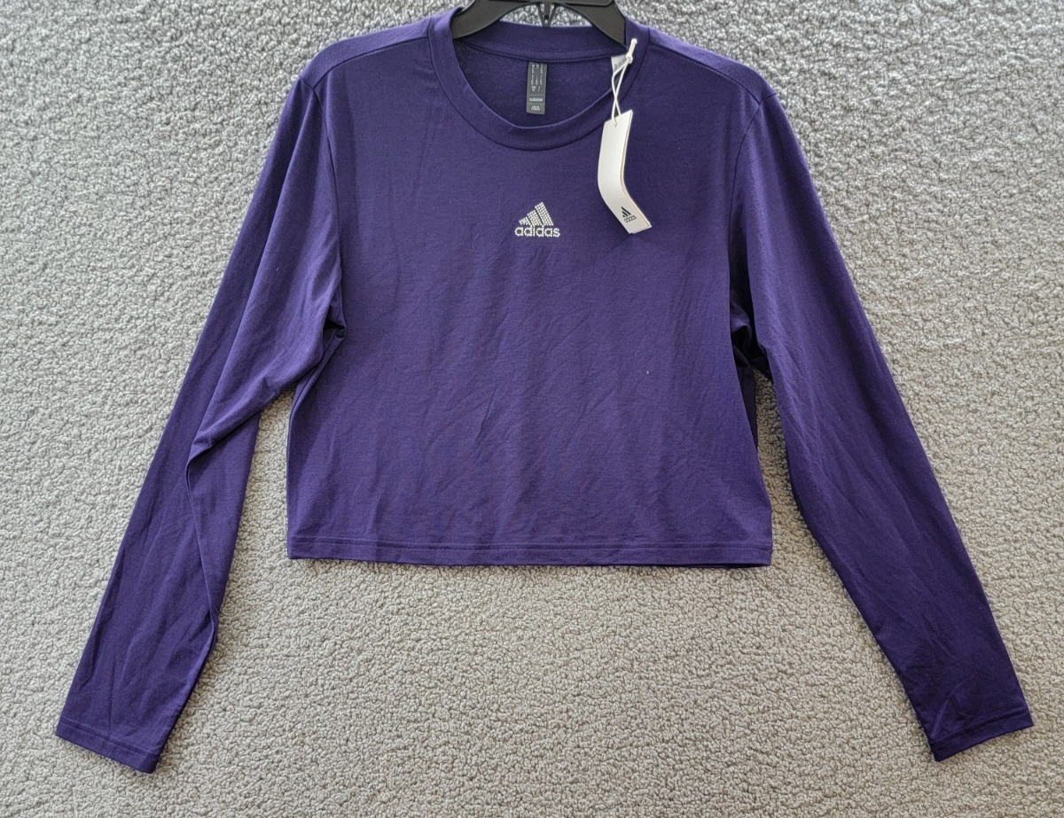 Adidas Y2K Glam Embellished Logo Cropped Long Sleeve Shirt Women's
