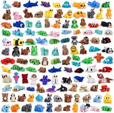 200 PCS Mini 3D Printed Animals Bulk, Articulated Animal Figurines Set, Flexible