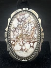 VTG Signed By “ELAINE SAM” Navajo Sterling Silver Wild Horse Magnesite Ring 8.5