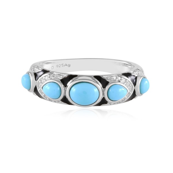 Cavill Ring Silber 925 Rhodiniert TüRkis Oval Cabochon Damen Schmuck-image