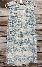 Apt 9 Blue Print Cinch Waist Dress Size Large New Lined Spring Summer