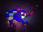 Vintage Elephant Table Lamp Tiffany Style Stained Glass Blue Lamp Tested Works