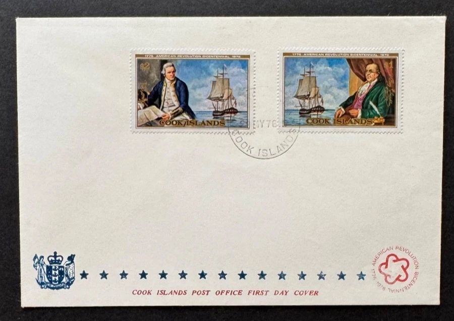 AtoZ. Cook Islands 1976 American Bicentennial Set + S/S on 2 FDCs SCARCE - Image 2 of 2