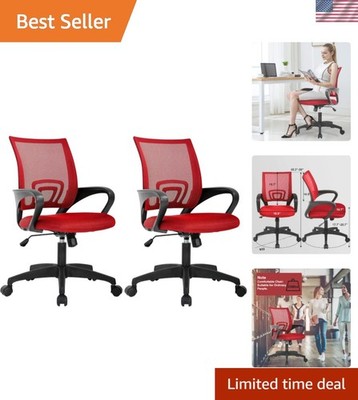 Red Mesh Executive Office Chairs with Adjustable Height and Swivel, Pack of 2