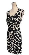 LOFT A-Line Dress Sleeveless Animal Print Black & White 100% Cotton Size 6