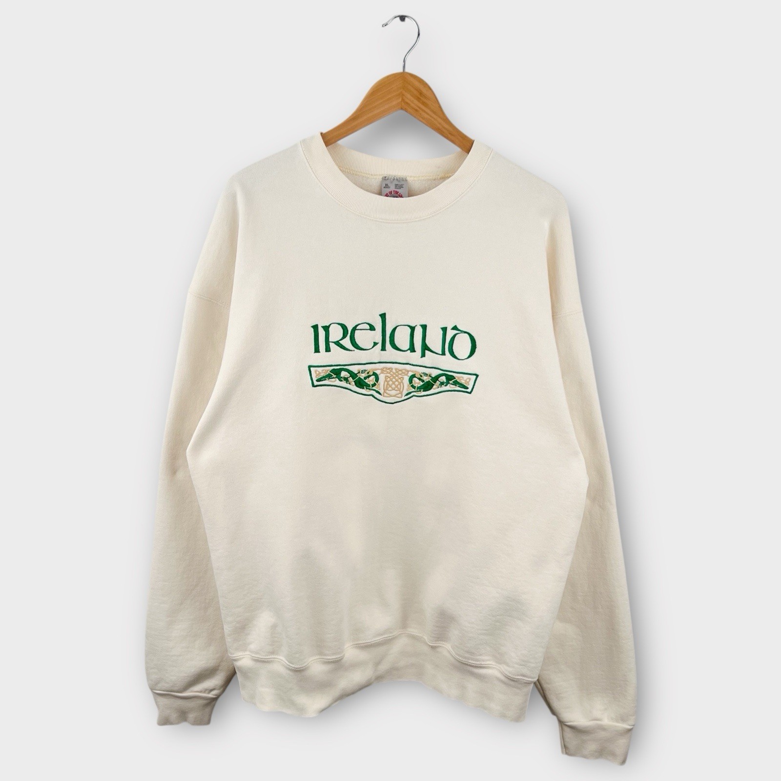 Vintage Ireland Men’s Embroidered Sweatshirt White 90s Size XL Made In USA
