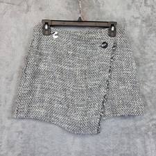 Zara Skort Womens Medium Gray Tweed Wrap Fron...