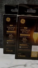 GE LED Vintage Style Amber Glass Candle 5.5W Warm White Medium Base 2 Bulbs 2pk