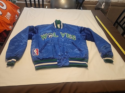 Vintage 90s Starter Minnesota Timberwolves Satin Jacket NBA Size Mens Medium - Image 1