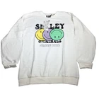 Womens Smiley World Size M Pullover Sweatshirt White Long Sleeve Casual Logo