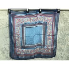 VTG Chiffon Scarf Blue Burgundy Floral Boho 25x25