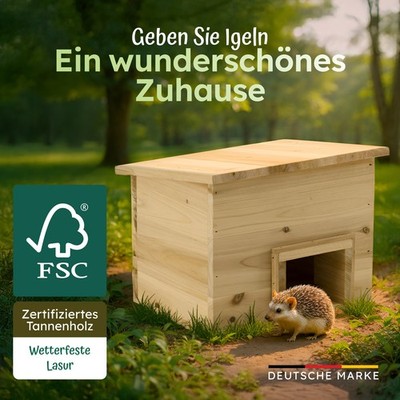 Igelhaus Winterquartier Hütte Wetterfest Futterhaus Holz sicher Labyrinth IH6