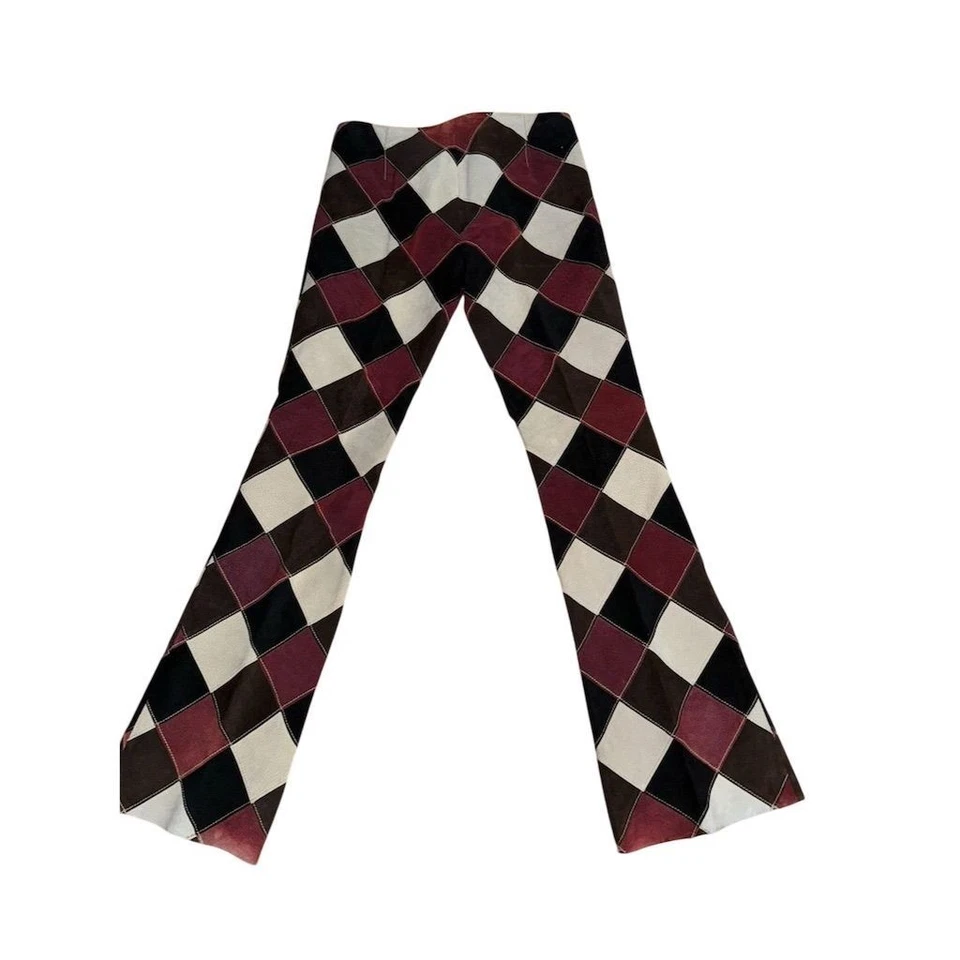 Pantalón Acampanado Vintage Michael Hoban Cuero Patchwork Multicolor Talla 8 Gamuza Boho Foto 4 de 4
