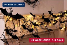 Gothic Halloween Banner: Haunted Bat Dark Dead Branch Halloween Party Banner wit