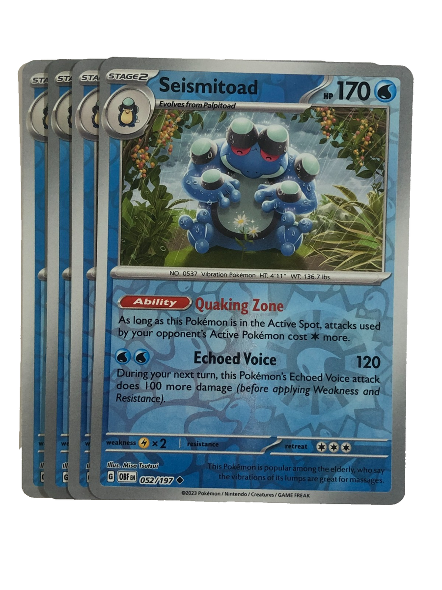 Pokemon TCG Obsidian Flames 4x Playset Reverse Holographic Seismitoad  052/197 NM