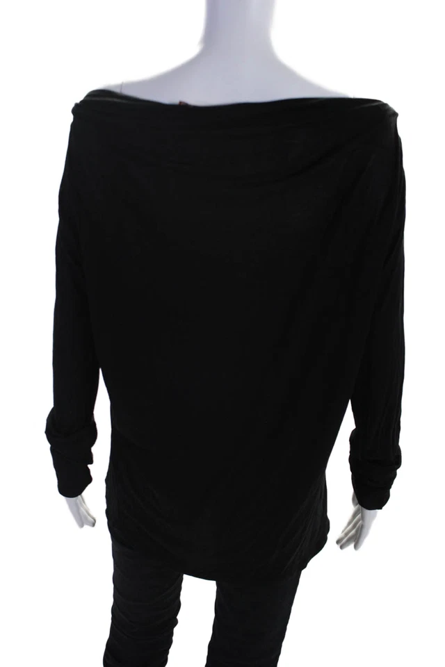 Feel The Piece Womens Long Sleeve Boat Neck Basic Top Black Size XS/S - Image 3 of 4