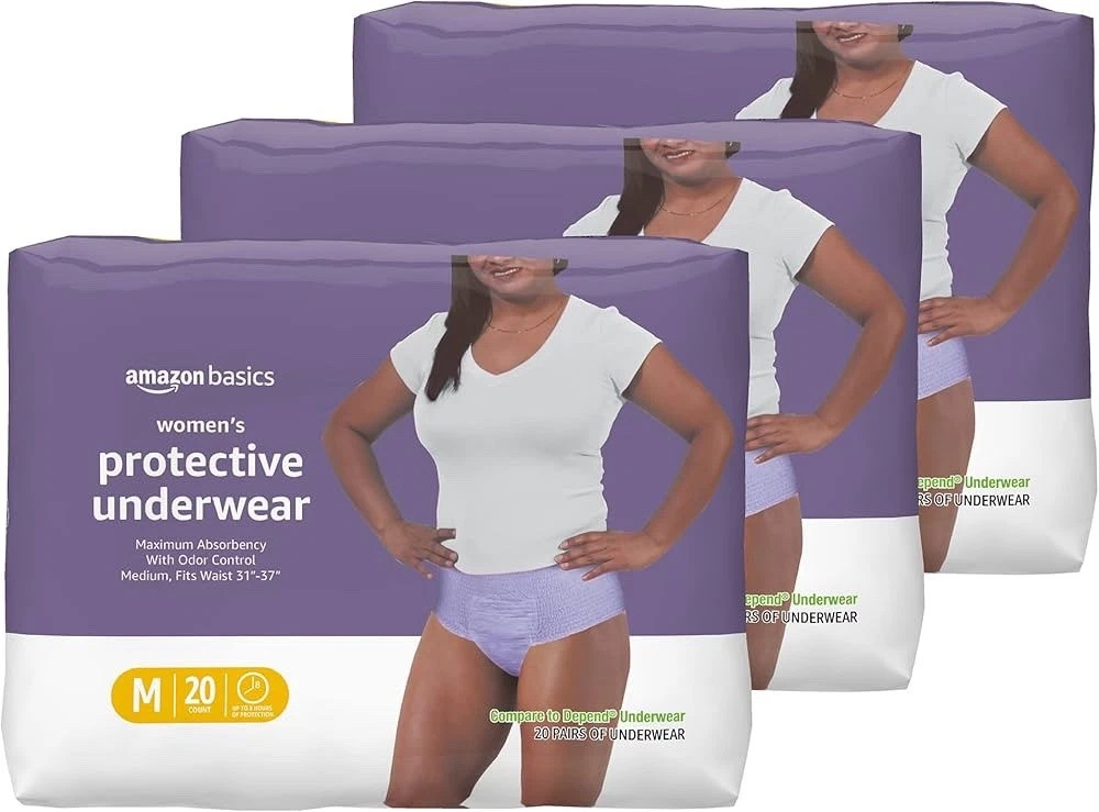 Amazon Basics Incontinence Underwear for Women, Protective, Disposable