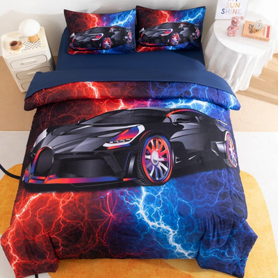 Podol 5-Piece Race Car Bedding Set for Boys - Full Size Comforter Set