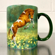 Jump For Joy cute pony in a field of flowers coffee tea mug cup vintage 2006