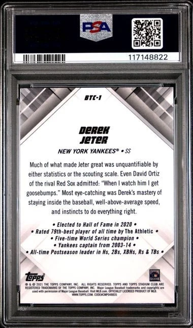2021 Topps Stadium Club Chrome - Beam Team Derek Jeter #BTC-1 - PSA 9 ! - Image 2 of 2
