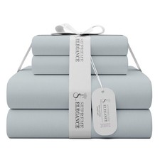 SUPREME ELEGANCE 100 Cotton Percale Sheet Set Full - Soft Gray, 4-Piece